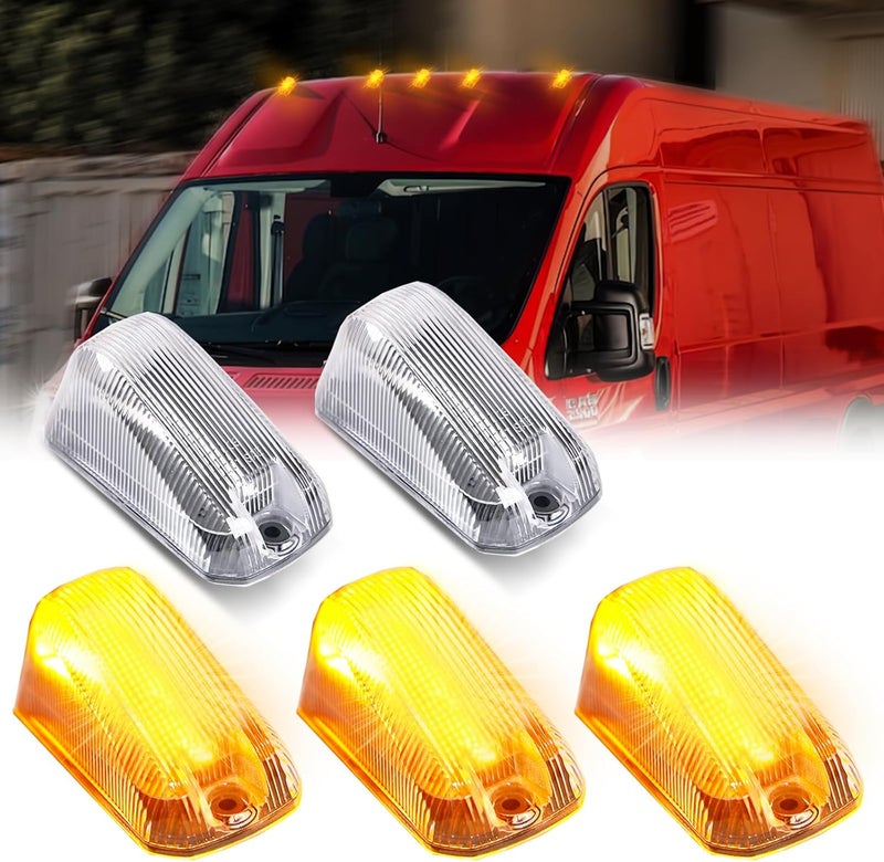 DERMOKA Cab Roof Top Marker Lights Amber Led Clearance Running Lamps for 2014-2023 Dodge Ram ProMaster 1500 2500 3500,5PCS (Clear Len) - Image 1